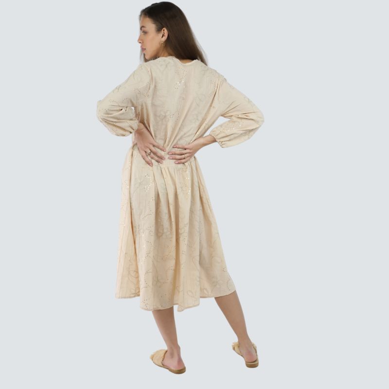 Beige Embroidered Dress image