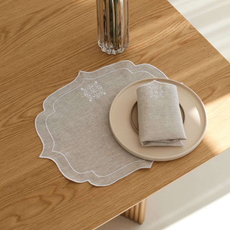 Beige Figura Linen Napkin Set Of 2 image