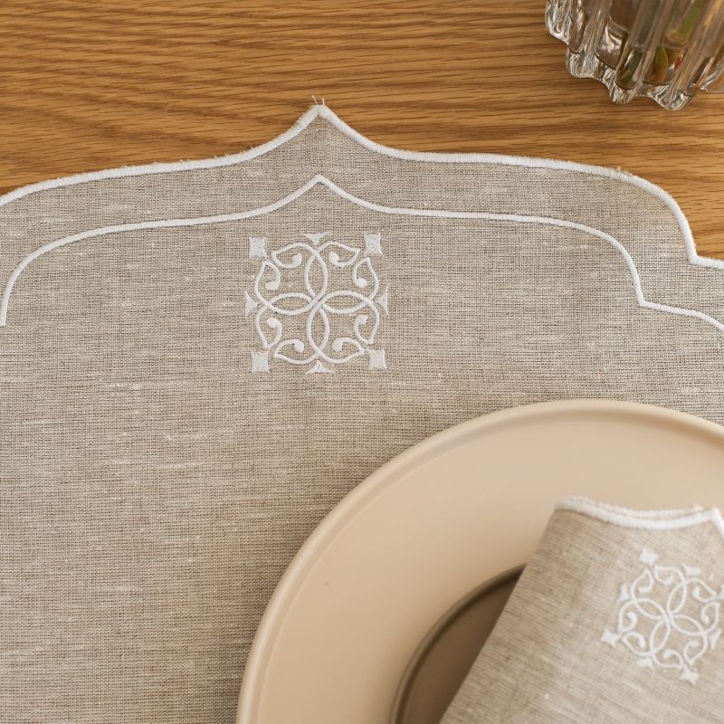 Beige Figura Linen Placemat Set Of 2 image