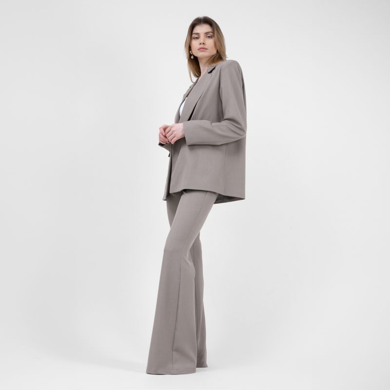 Beige High-Wasited Flared Trousers image