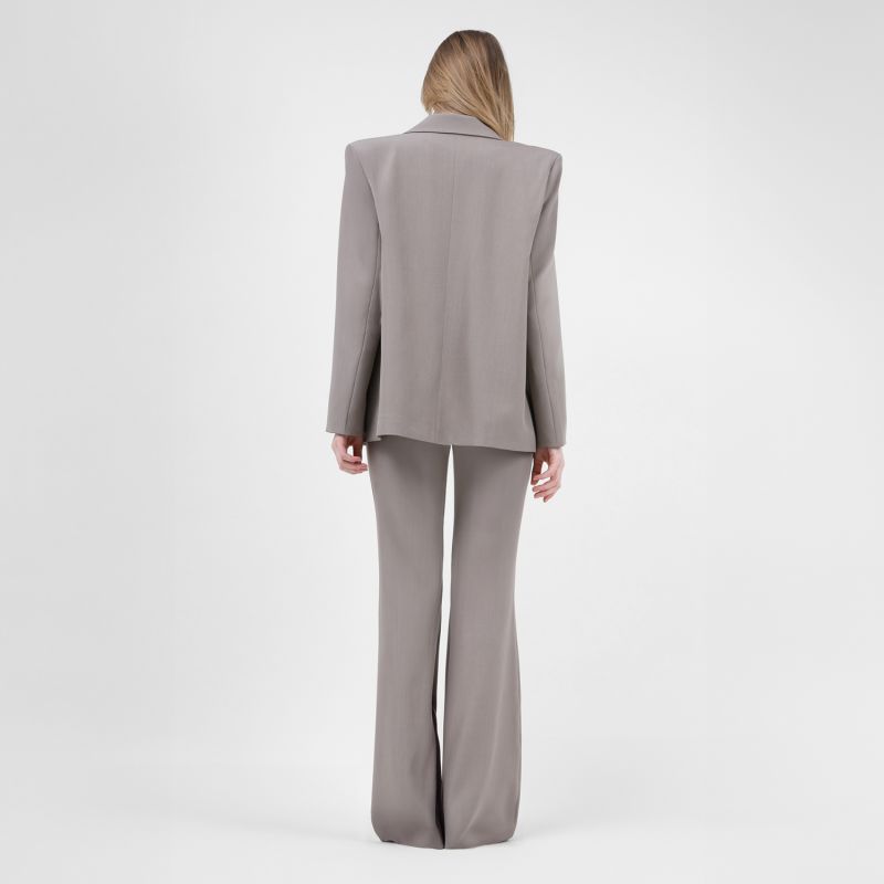 Beige High-Wasited Flared Trousers image