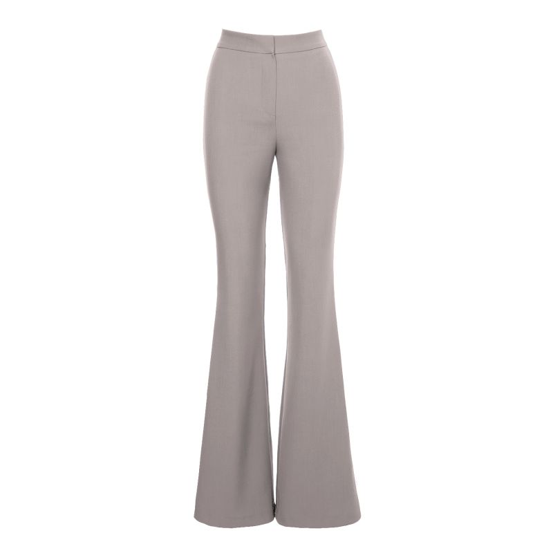 Beige High-Wasited Flared Trousers image