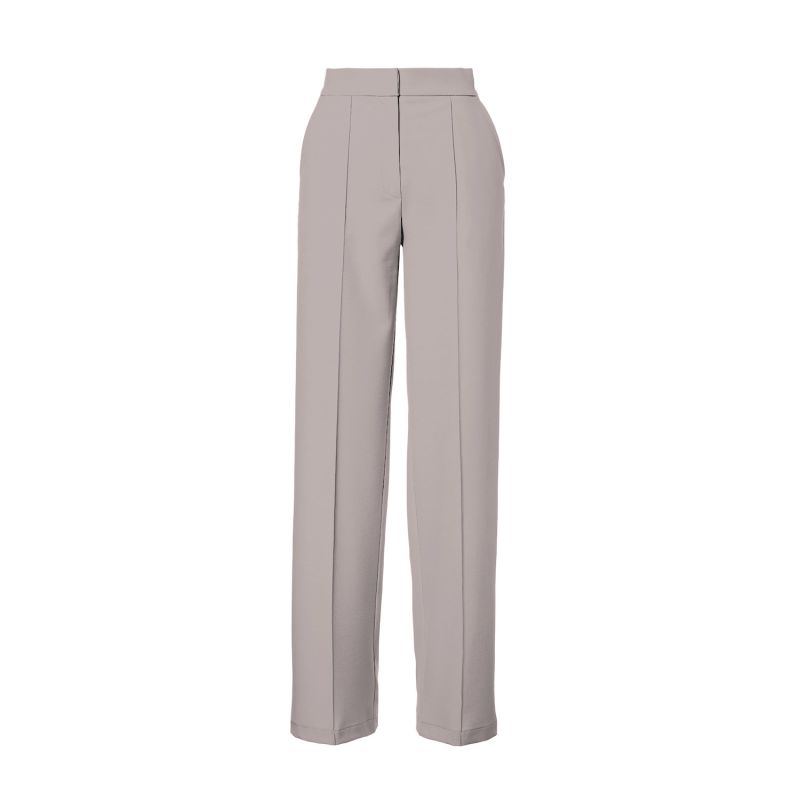 Beige Straight-Cut Trousers With Stripe Detail image