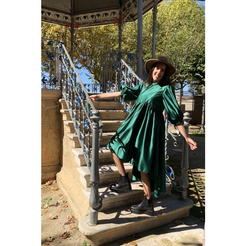 Beijinho - Puff Sleeves Green Dress image