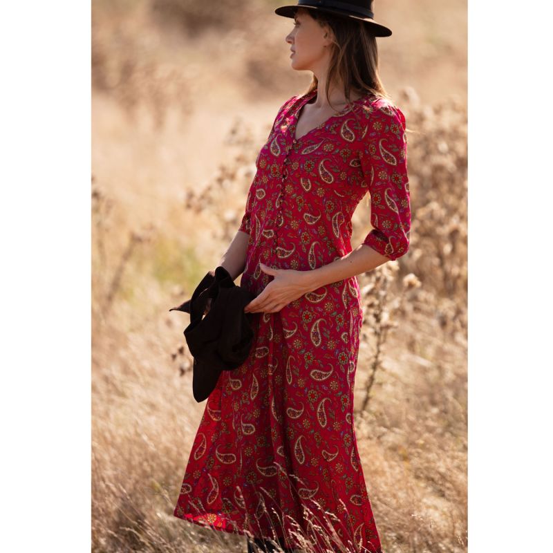 Belgravia Midi Dress In Hot Pink Paisley image