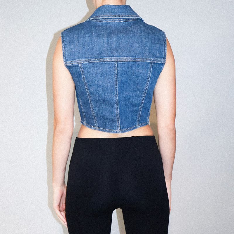 Bella Cropped Vest Jaded Wash image