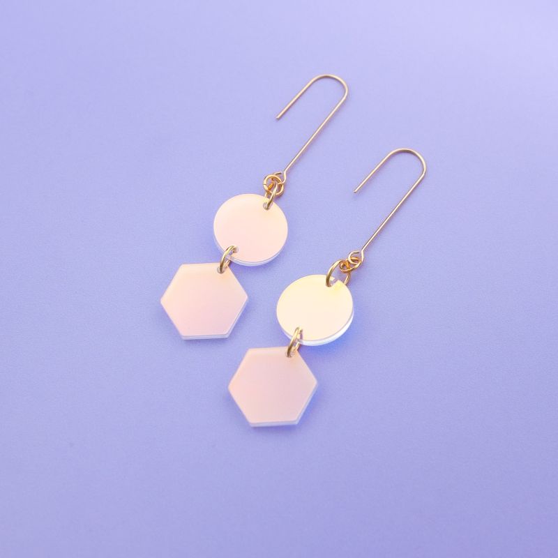 Belle Geometric Dangly Earrings In Iridescent image