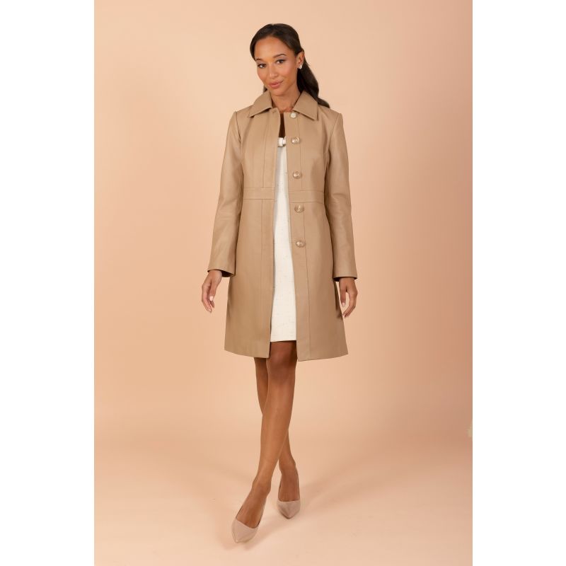 Bellucci Belted Leather Coat In Cammello image