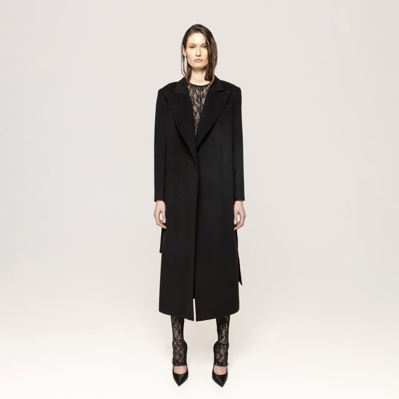 Belted wrap coat black hot sale