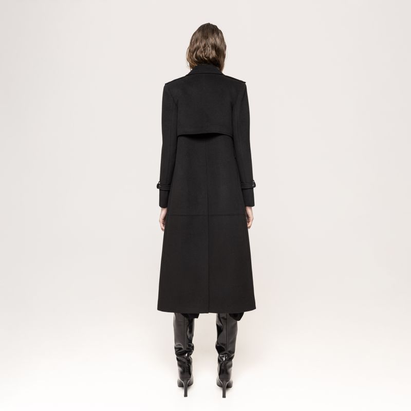 Women s Black Belted Wrap Coat Medium Nissa