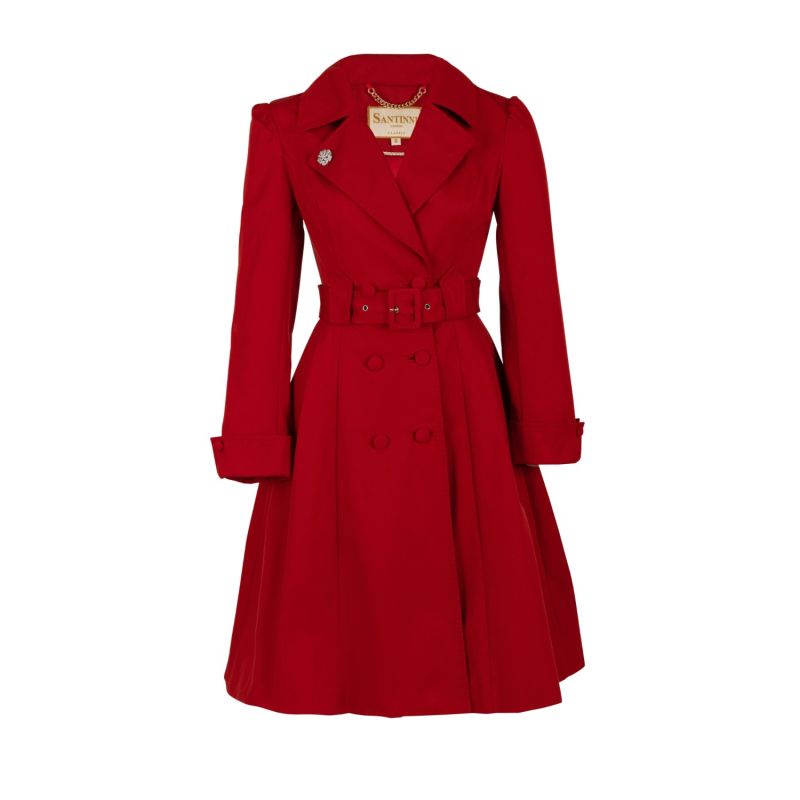 Bergman Cotton Gaberdine Dress Trench Coat In Rosso image