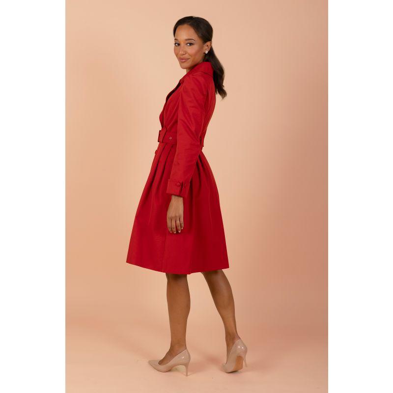 Bergman Cotton Gaberdine Dress Trench Coat In Rosso image