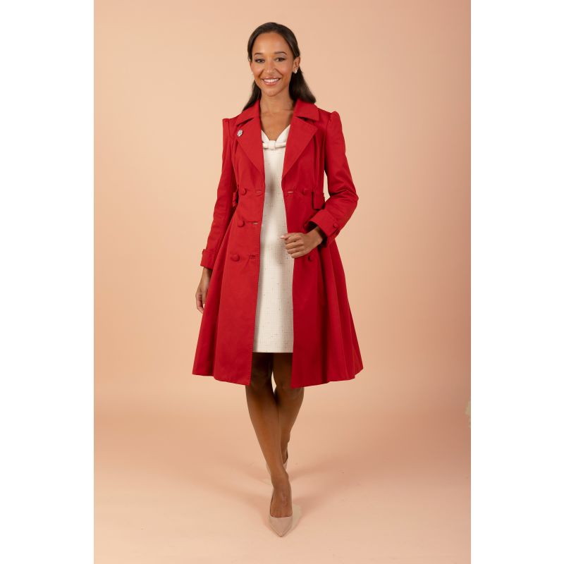 Bergman Cotton Gaberdine Dress Trench Coat In Rosso image