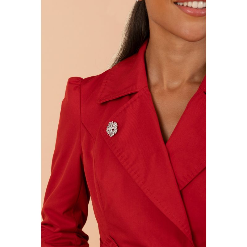 Bergman Cotton Gaberdine Dress Trench Coat In Rosso image