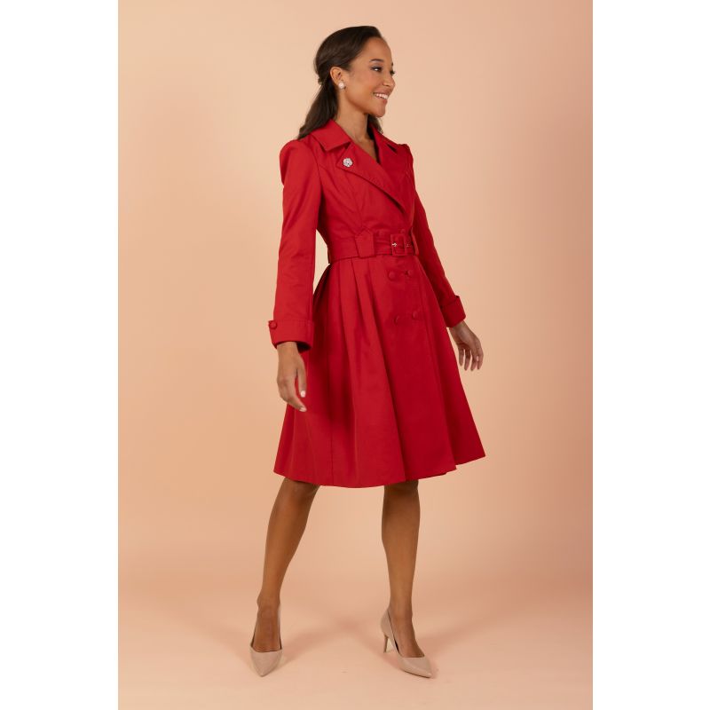 Bergman Cotton Gaberdine Dress Trench Coat In Rosso image