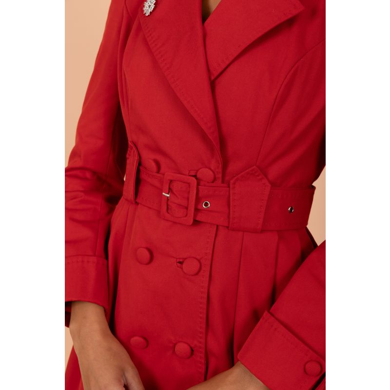 Bergman Cotton Gaberdine Dress Trench Coat In Rosso image