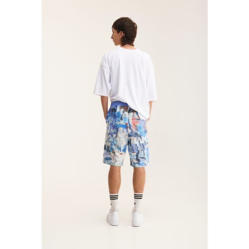 Bermuda Shorts In Blue With Graffiti Design - Recycled Fabric image