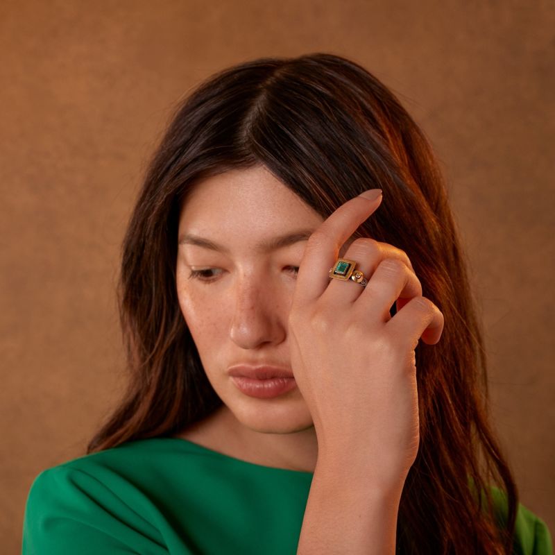 Bethany Square Emerald Diamond Ring image