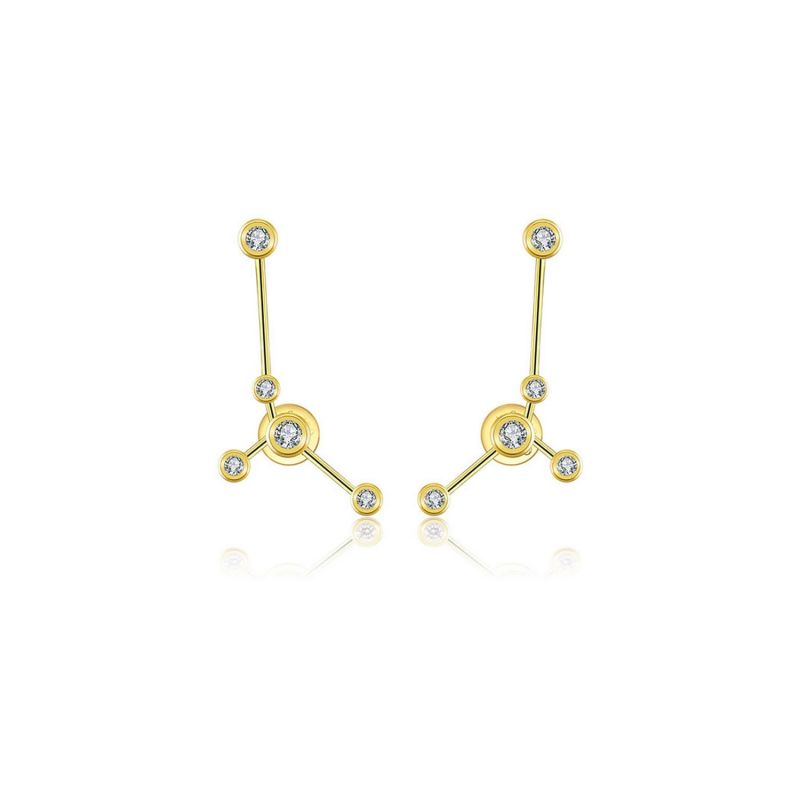 Cancer Zodiac Constellation Earring 18K Yellow Gold & Diamond image