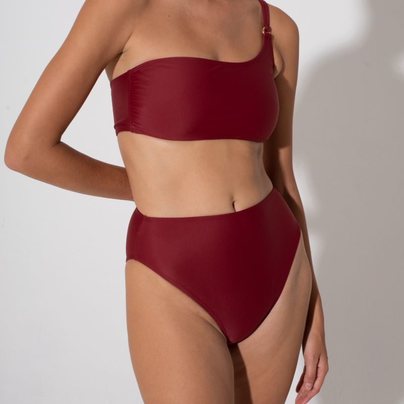 Annie High Waist Bottoms Burgundy image