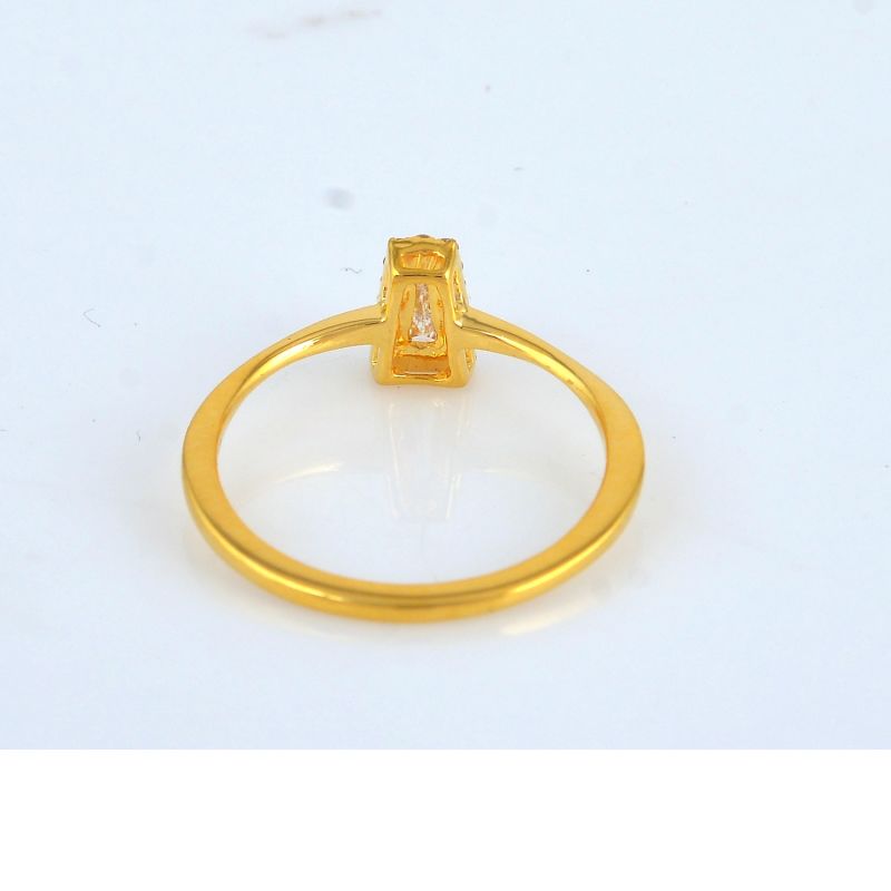 Bezel Set Natural Baguette Diamond In 18K Yellow Gold Ring image