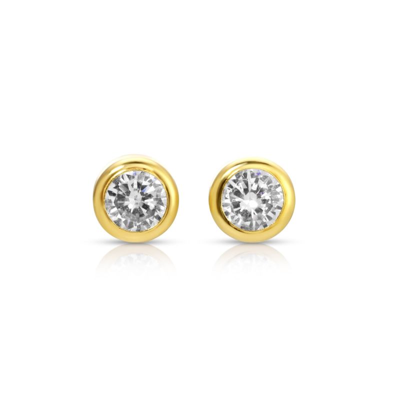 Bezel Studs - Solid Gold Studs image