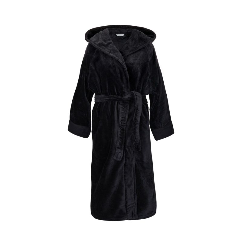 Organic Cotton Hooded Robe - Womens - Black image