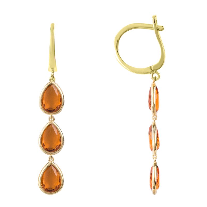 Sorrento Triple Drop Earrings Gold Citrine image