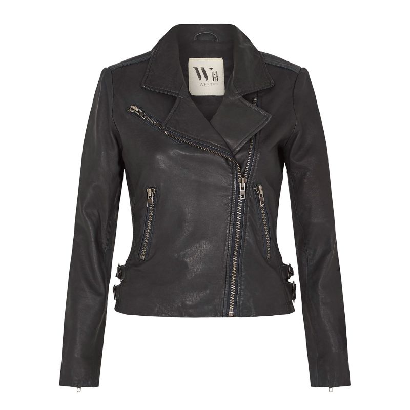 New Yorker Motor Jacket Worn In Charcoal Leather image