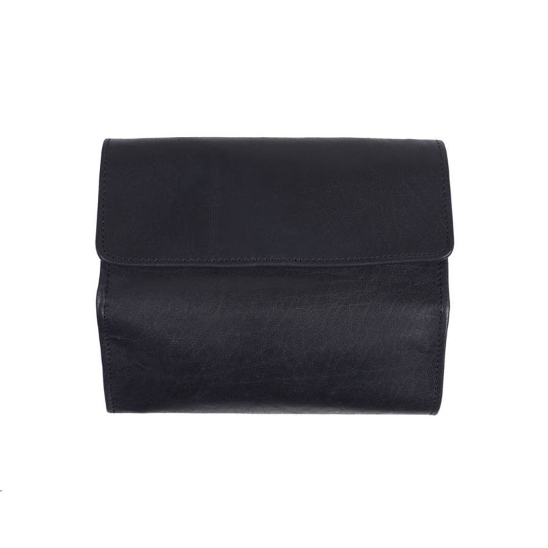 Hanging Black Leather Wash Bag image