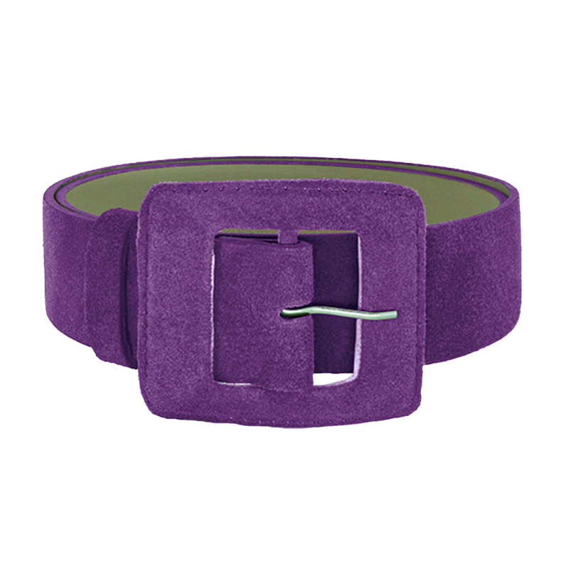 Suede Square Buckle Belt - Purple image