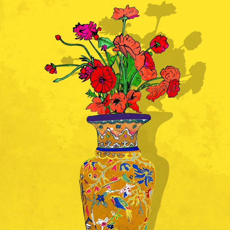 Vase Of Poppies Signed Print image