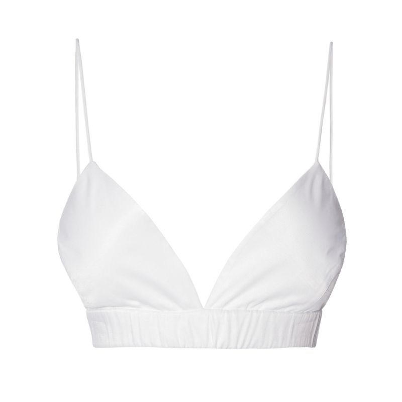 Asha Bright White Satin Bralette Top by Aggi