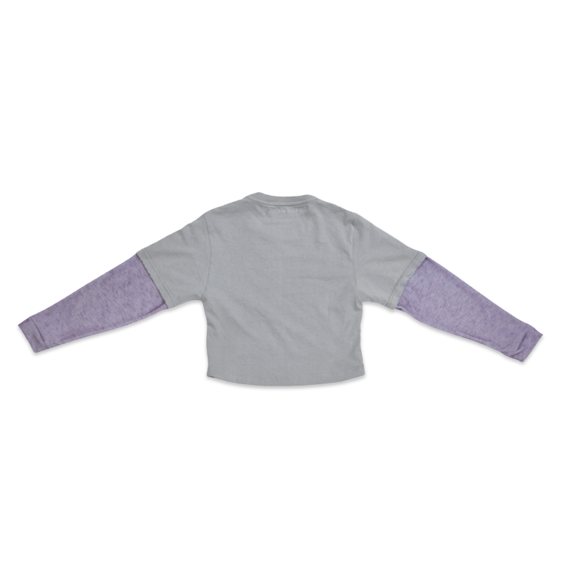 Bia Double Sleeve Cropped Top In Grey Lavender image