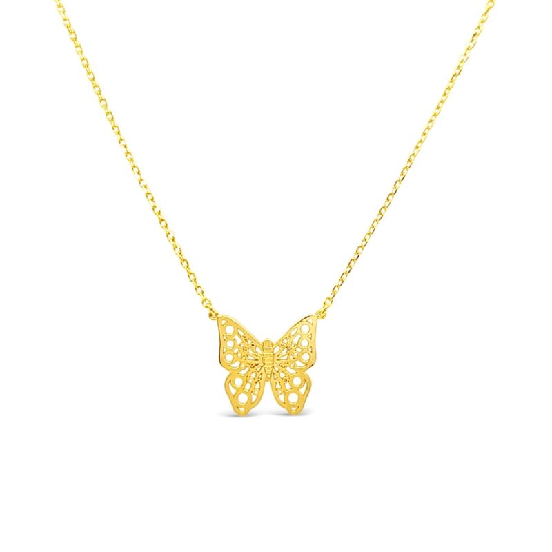 Big Filigree Butterfly Necklace-Gold image