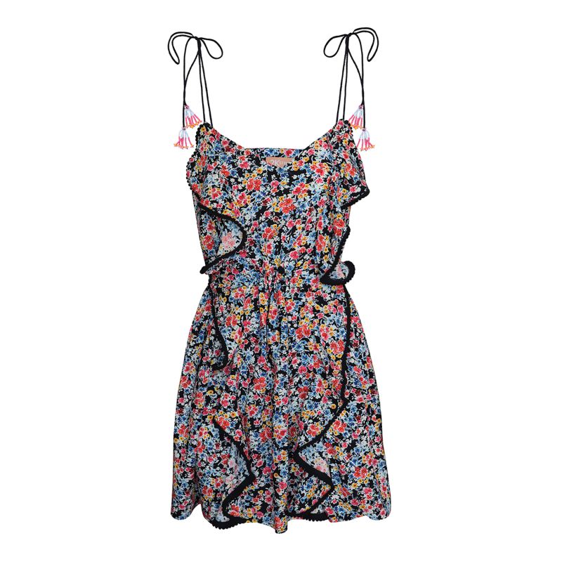 Billow Floral Print Ruffled Mini Dress - Multicolor image