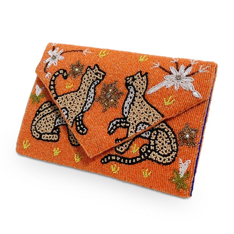 Hand Beaded Clutch Bag | Love Tiger Orange | Wolf & Badger Exclusive image