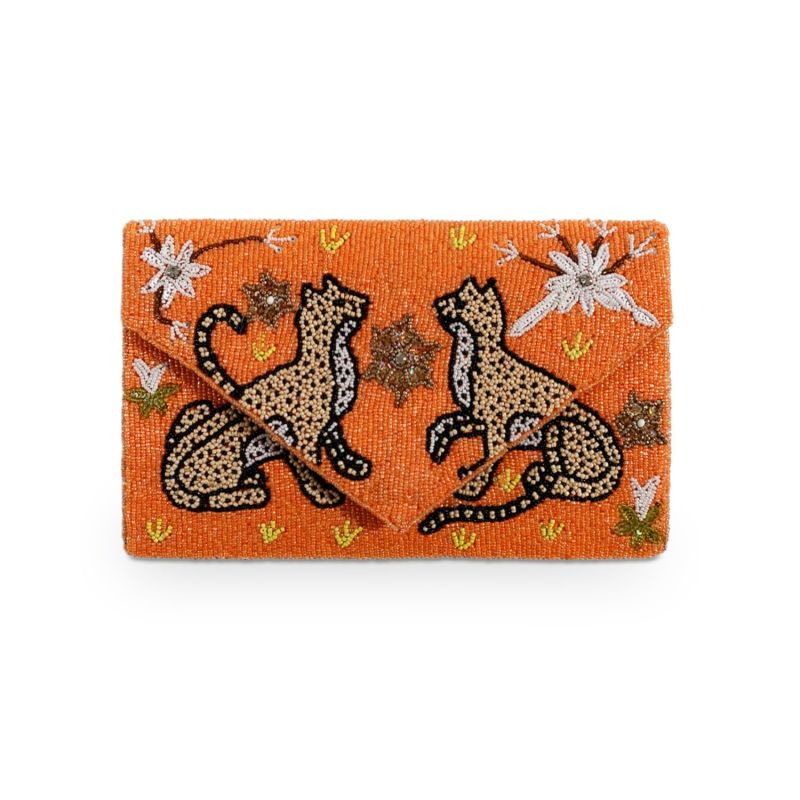 Hand Beaded Clutch Bag | Love Tiger Orange | Wolf & Badger Exclusive image