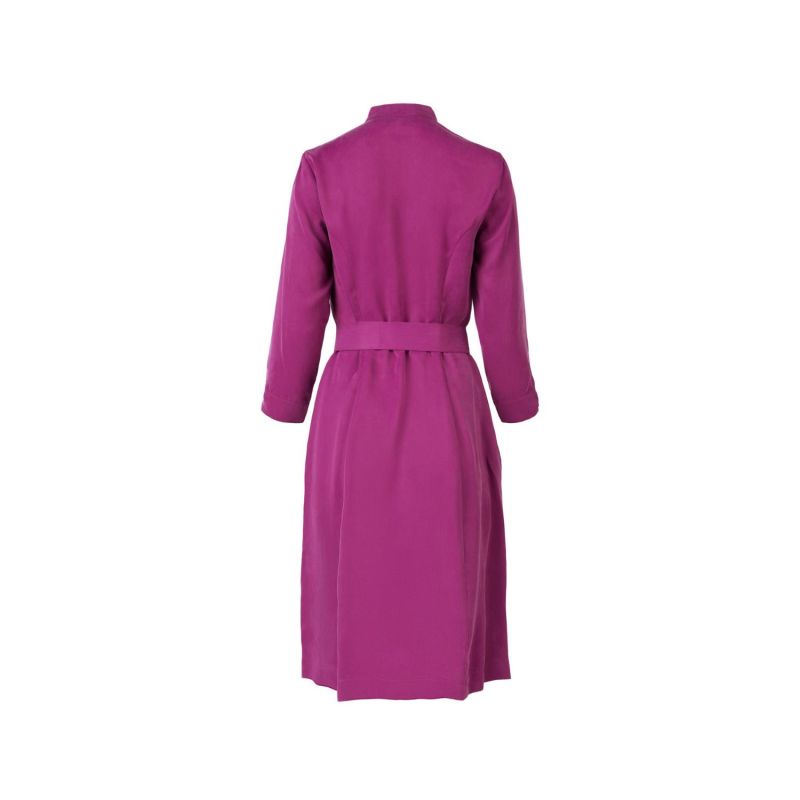 Birdie Front-Zipper Dress With Belt Magenta image