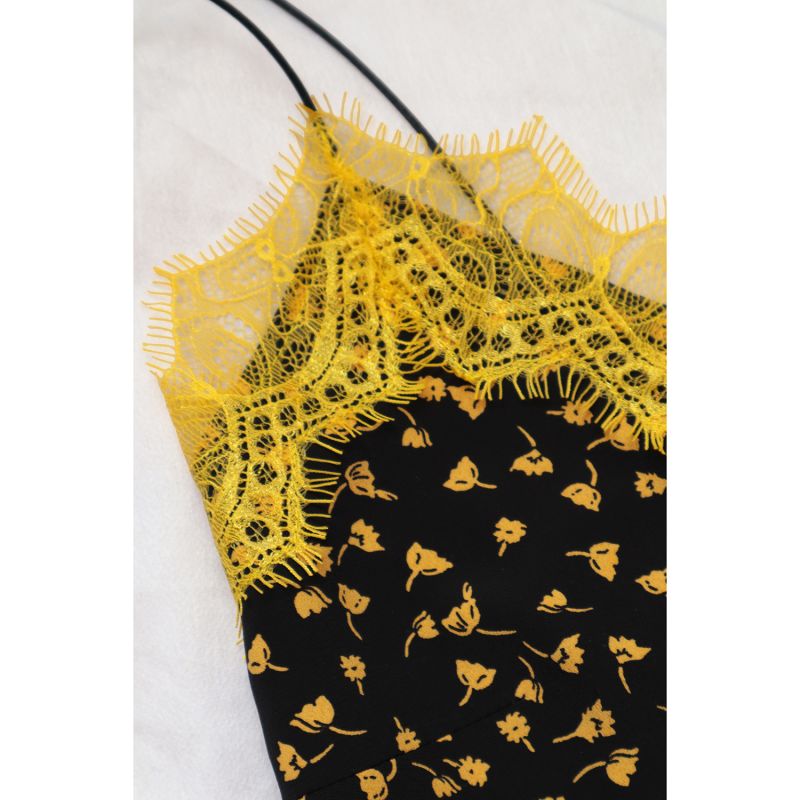 Birke Corded Lace-Trimmed Floral-Print Camisole - Black - Yellow image