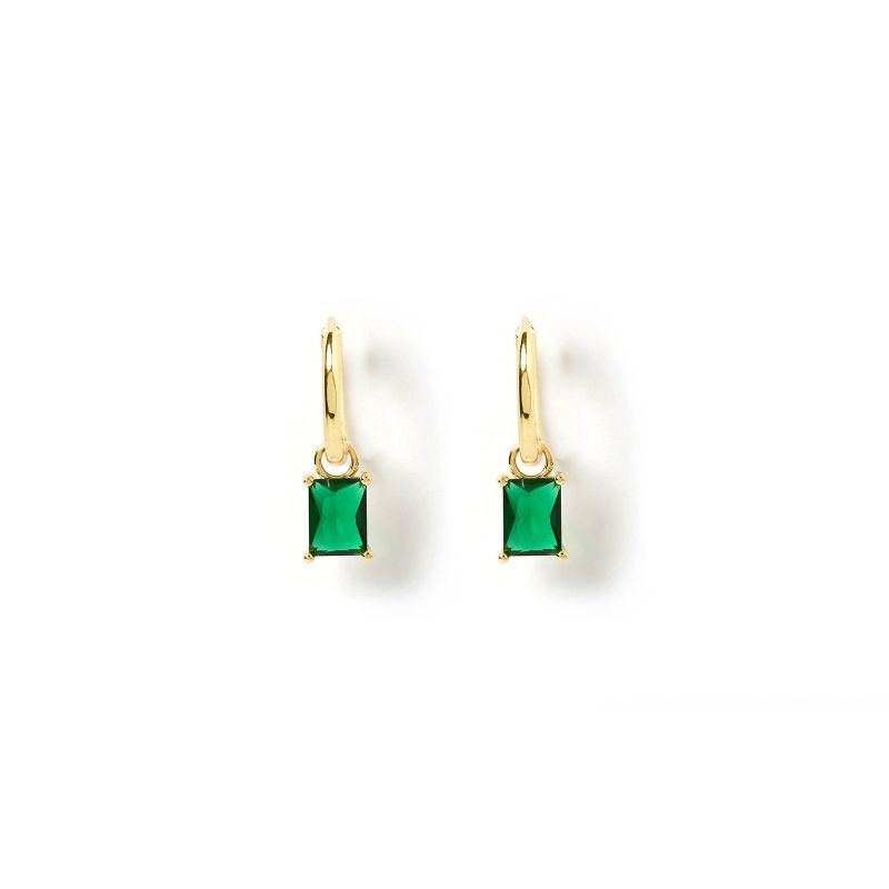 Birthstone Charm Earrings | May - Emerald image