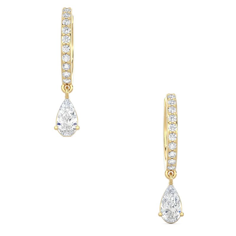 Pear Dangle-Drop Diamond Studded Huggies image