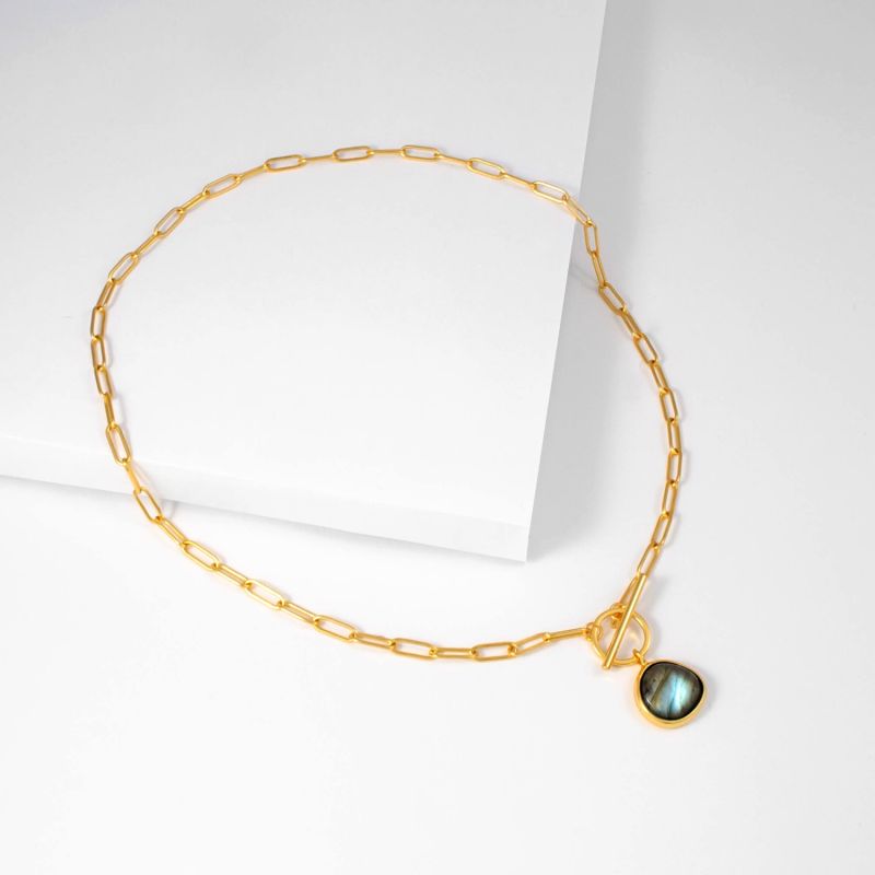 Labradorite T-Clasp Gold Necklace image