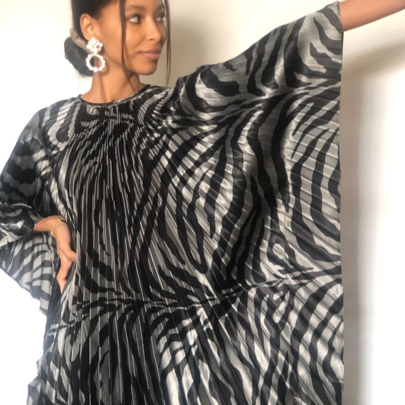 Hilda Caftan In Black & Gray Zebra image