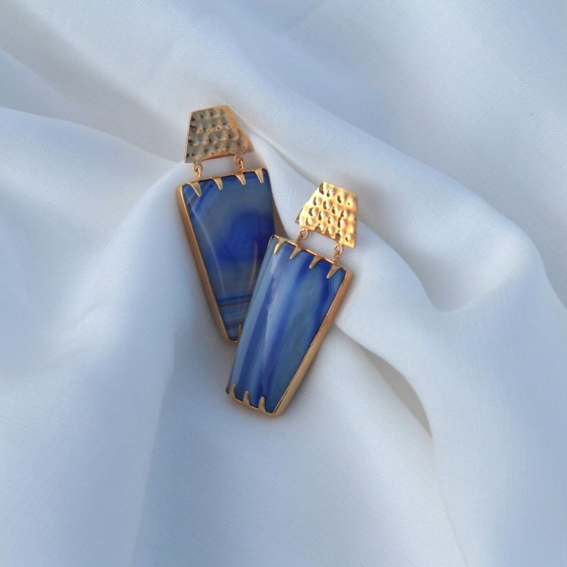 Blue Lavender Determination Gold Gemstone Earrings image