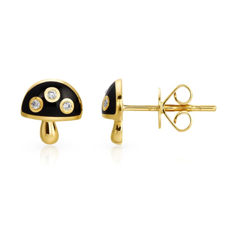 Black And Gold Mushroom Earrings image