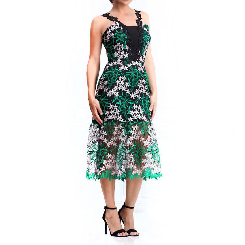 Black And Green Lace Dress image