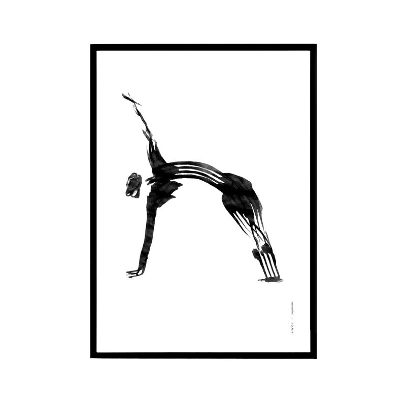 Black And White Yoga Pose Illustration: Hand Painted Side Plank Yoga ...