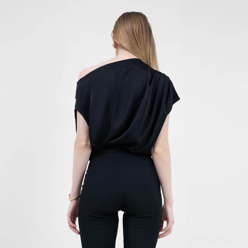 Black Asymmetrical Draped Top image