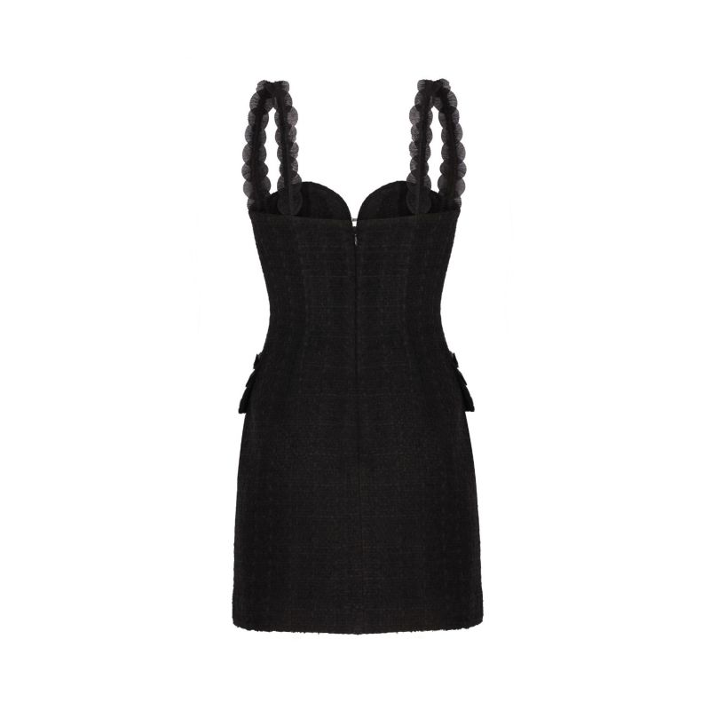 Black Blossoms - Mini Black Tweed Dress image